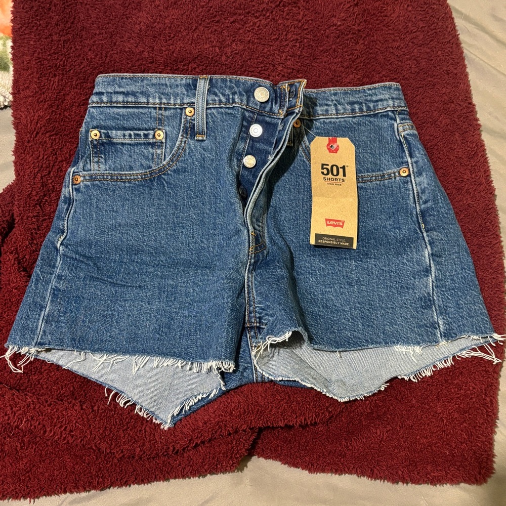 Levi's 501 High Rise Blue Jean Shorts Vintage Style -Size 28